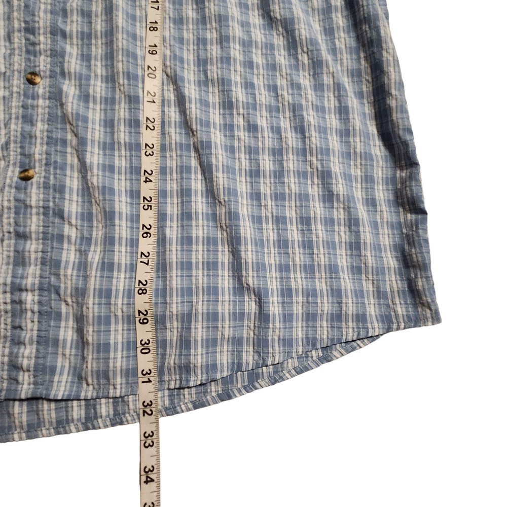 L.L.Bean Men's Tropicwear Blue Plaid Short-Sleeve Button Down Shirt XXL F41 - Picture 8 of 9